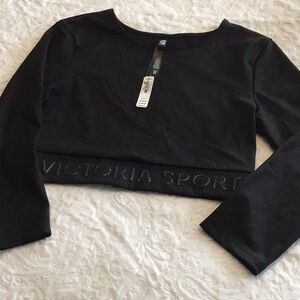 Victoria Sport Black Long Sleeve Crop Top Size S/P